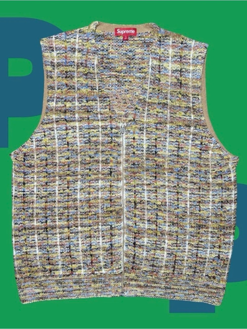 Supreme Speckled Zip Up Sweater Vest (X-Large)